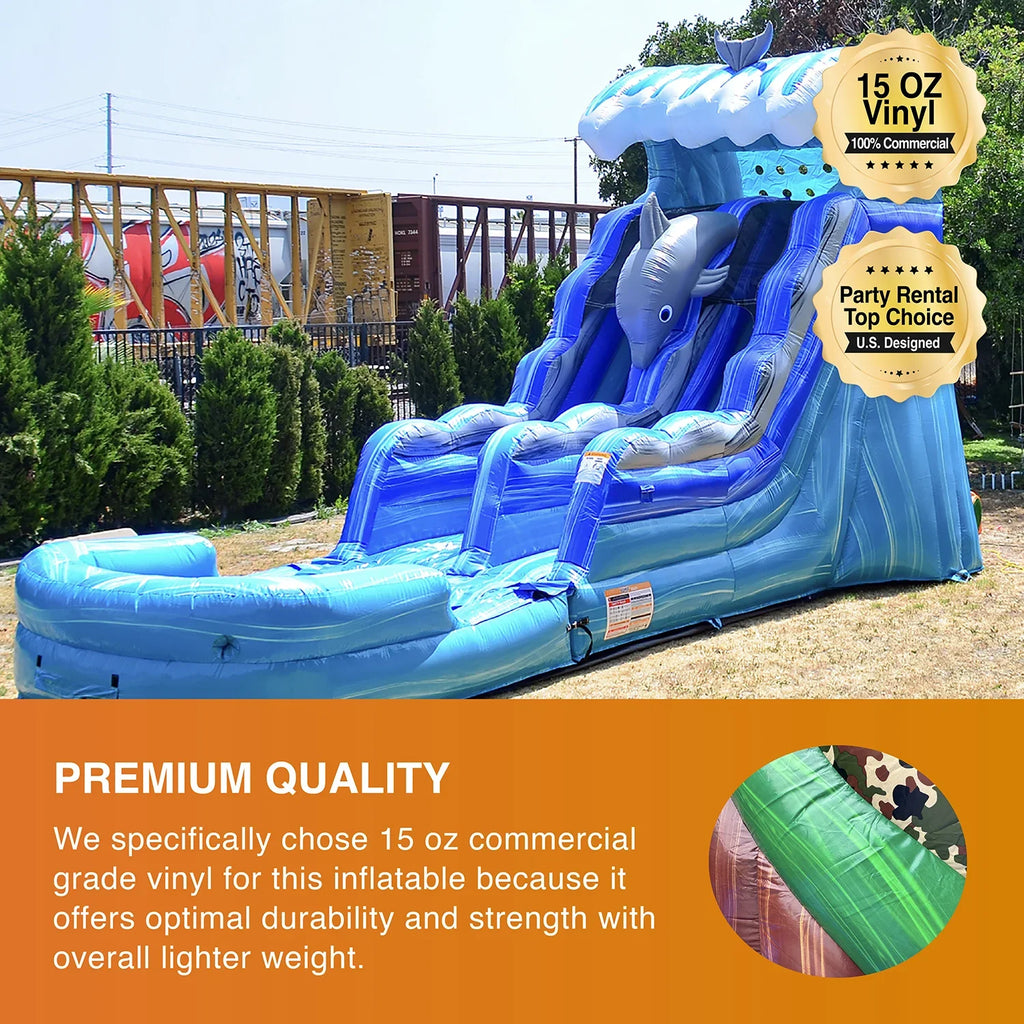 Slide Blower Inflatable Pool Slide JumpOrange for Commercial with Dolphins and with Water Kids Adults Grade Outdoor