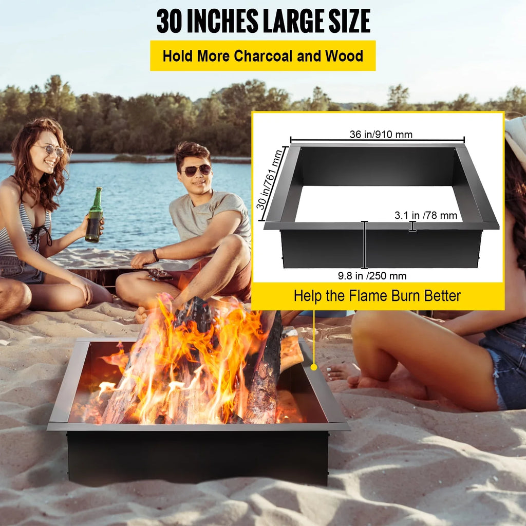 Steel DIY Insert BENTISM with 30" with Fire for Ring, Fire Liner Ring, Insert, Fire Square Simple Installation Duty Tongs Backyard Outdoor, Pit Pit Bonfire Heavy Patio,