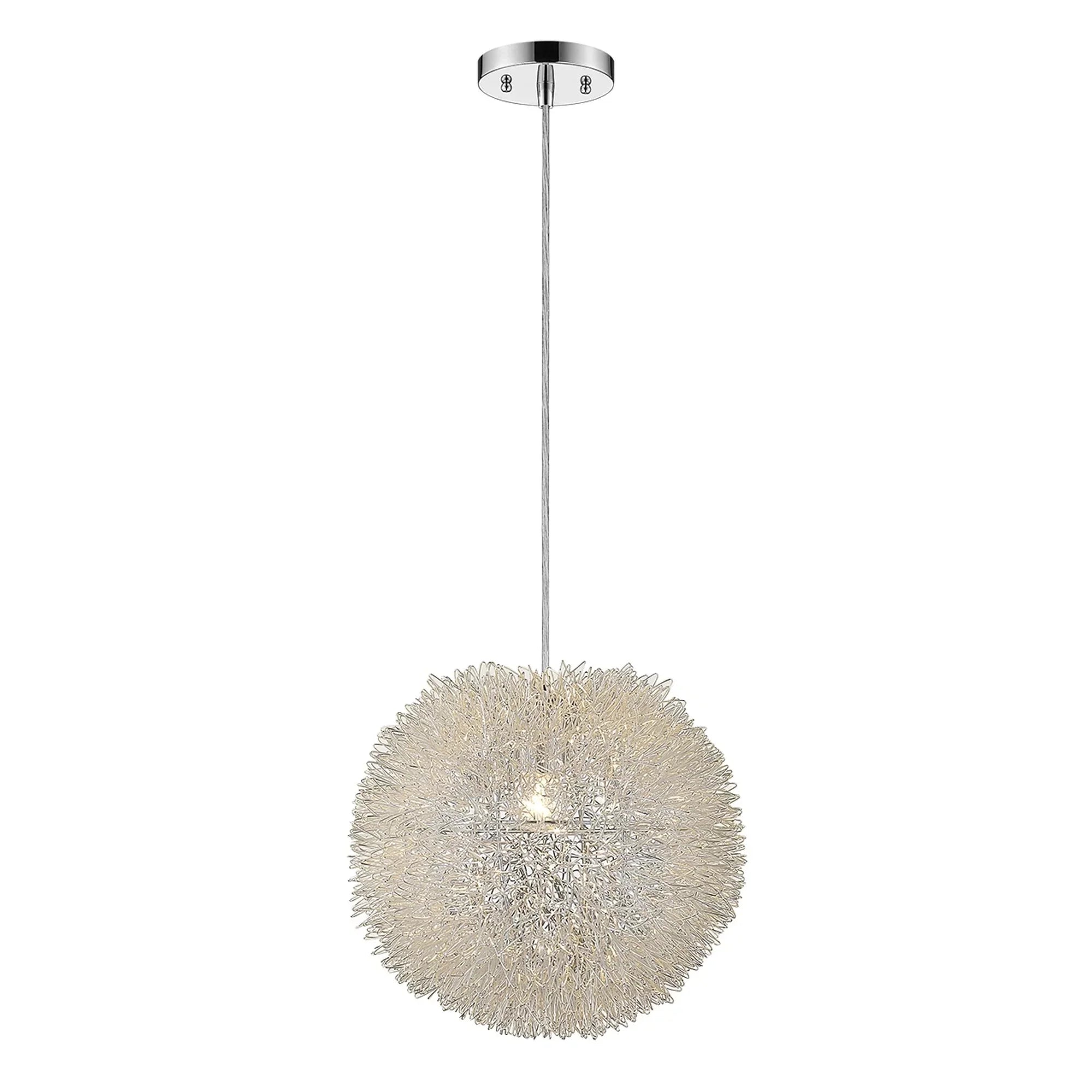 with in. 1-Light Pendant 398033 Luminary Hand Silver Shade Metallic Woven Aluminum Wire HomeRoots 15
