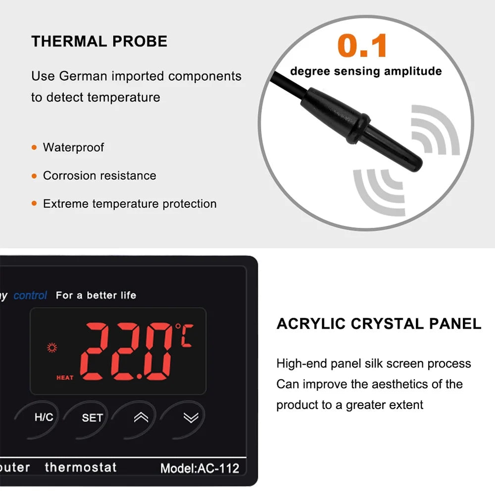 Incubation Chest Outlet House Controlled Brewing Reptiles for Cooling Reptile Freezer Digital Controller Temperature Green Mode with Thermostat & Plug -40℃~110℃ Home Heating Thermostat Lepmerk