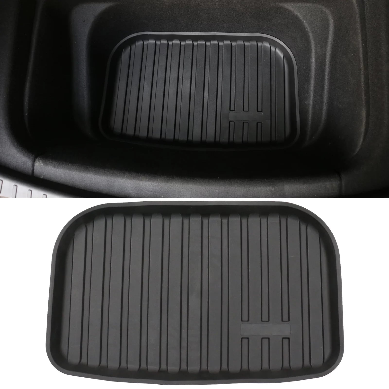 All Mat Waterproof Frunk 2020-2023 Trunk Cargo Covers Backrest Motorsports Ikon Black Model Protector with Y Injection TPE Mats + Tesla Trunk Liner Under Compatible Anti-Slip Weather Storage