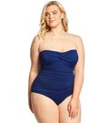 One-Piece Plus Size Ralph Women Navy Swimsuit Lauren Bandeau 16W Twist