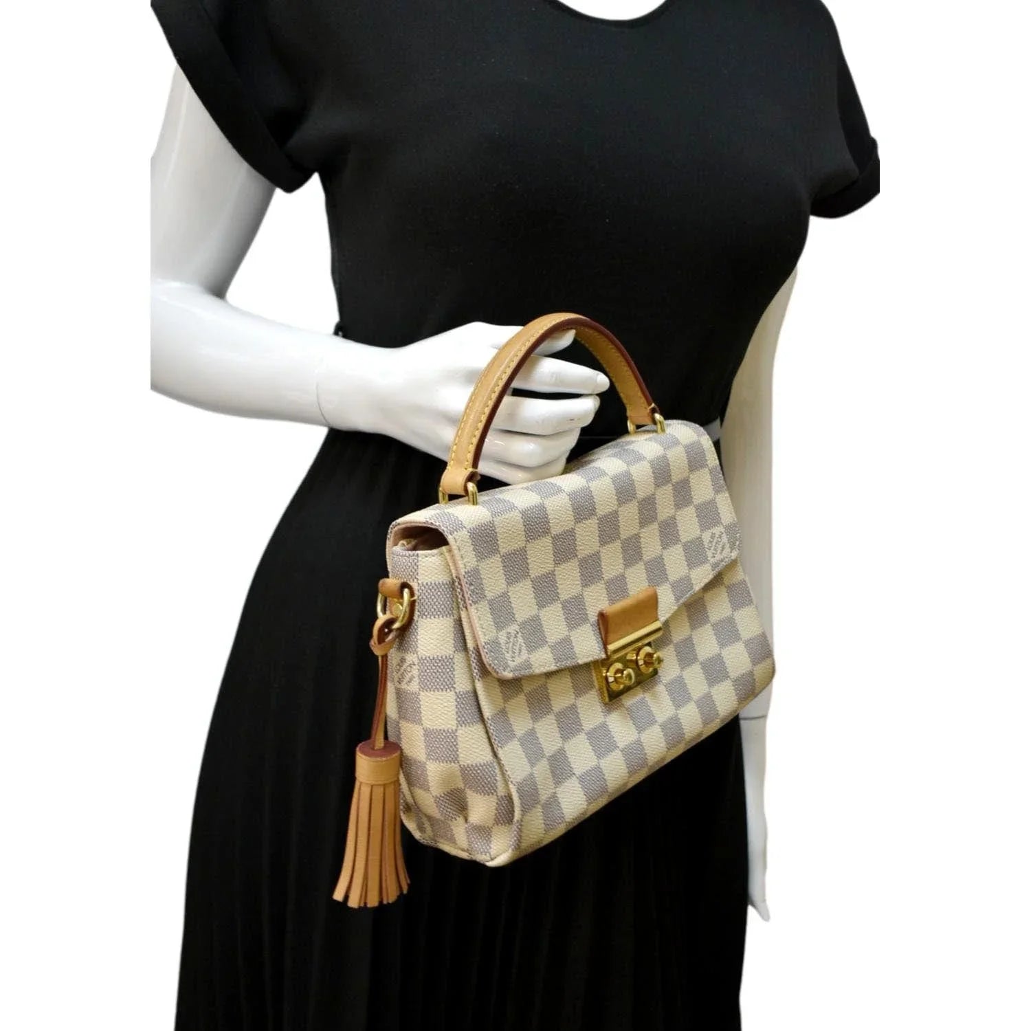White VUITTON Damier Crossbody Croisette Pre-owned LOUIS Satchel Bag Azur