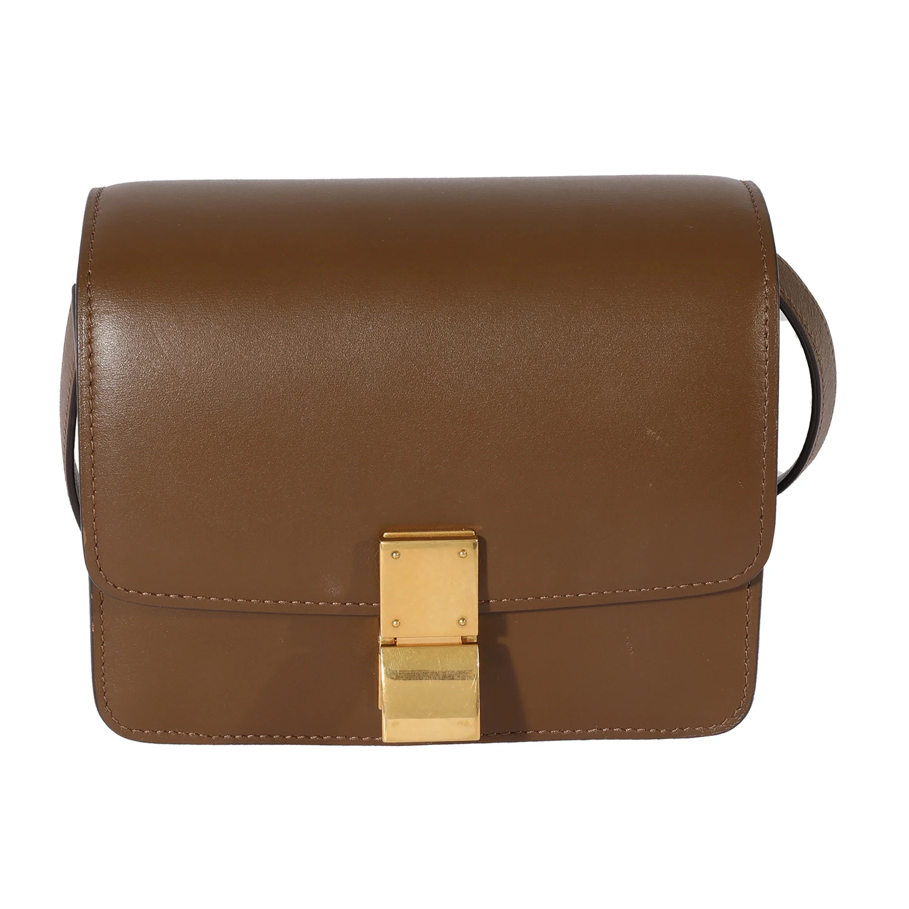 Small Smooth Celine Leather Box Bag Brown Pre-Owned