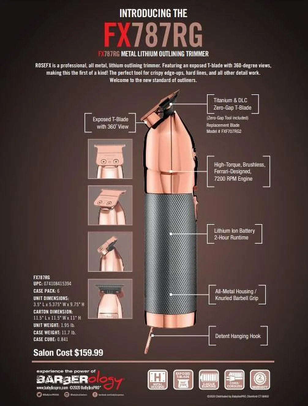 BaBylisSPro Trimmer Skeleton Cordless Rose Gold