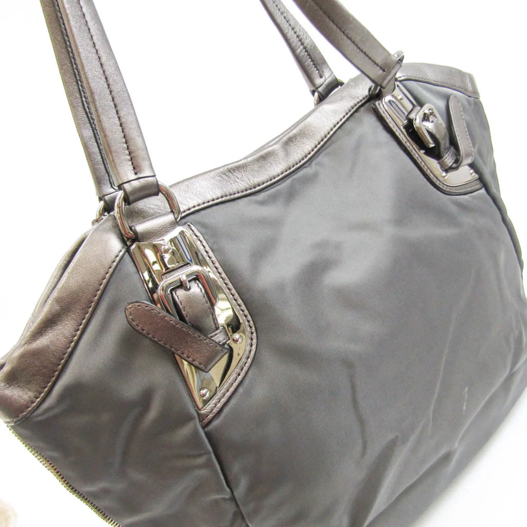 Tessuto,Leather Bag Pre-Owned Women's Prada Tote Bronze,Gray (Good) BR4007