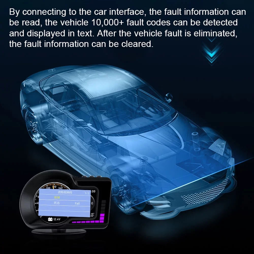 Navigation, Test, with Up Head Andoer Overspeed Brake Alarm, Car Dual System GPS Display Speed/Clock/RPM,