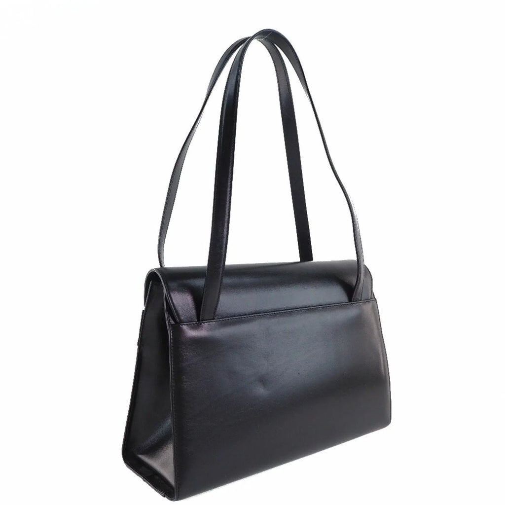 Salvatore BK-21 Calf Pre-Owned Shoulder (Fair) Black Bag Women's 7675 Vara Ferragamo