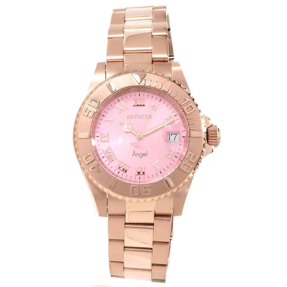 Pink Gold Dial Dive Watch Bracelet Invicta 14369 Quartz Rose Women's Angel