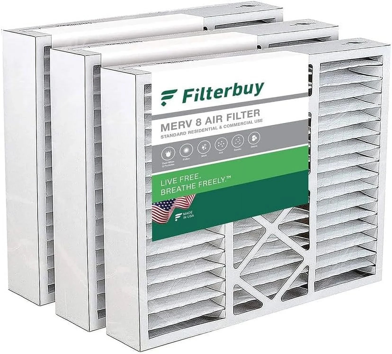 Furnace FC100A1011 Filterbuy X0585 for Air MERV HVAC Honeywell 8 Filters (3-Pack) 20x20x5 Pleated AC Lennox and