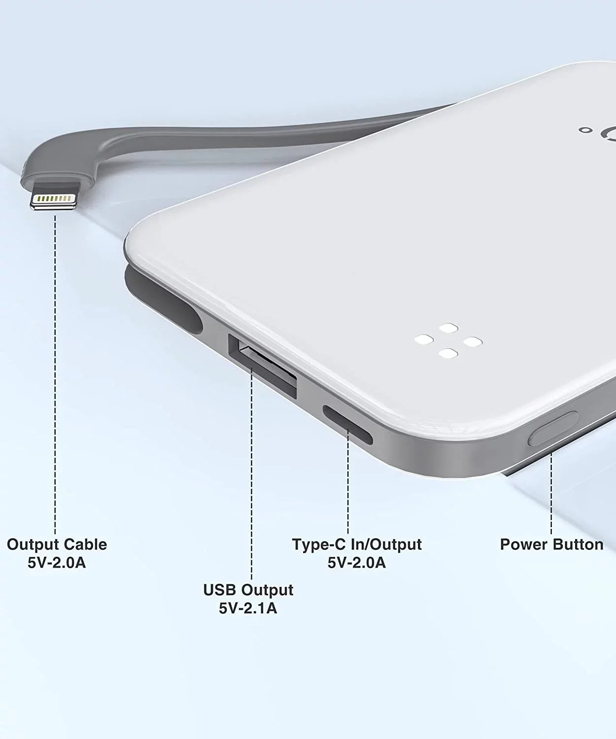 White with Pro Power More Small Pro Compatible Charger Max/12/12 Phone Max/X/XS/8/7/6/SE Portable Mini Portable Max/11/11 Built-in 4500mah TG90 Bank Pro Cable, iPhone with Cell and Charger 13/13