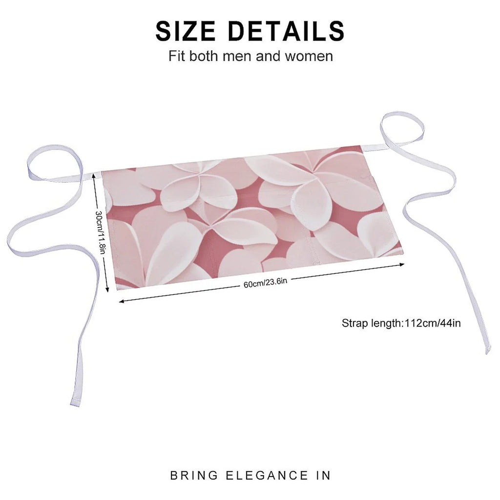 Material Apron Cooking Petal Durable Half Body Polyester Pink and Pocket Women's with Fashionable