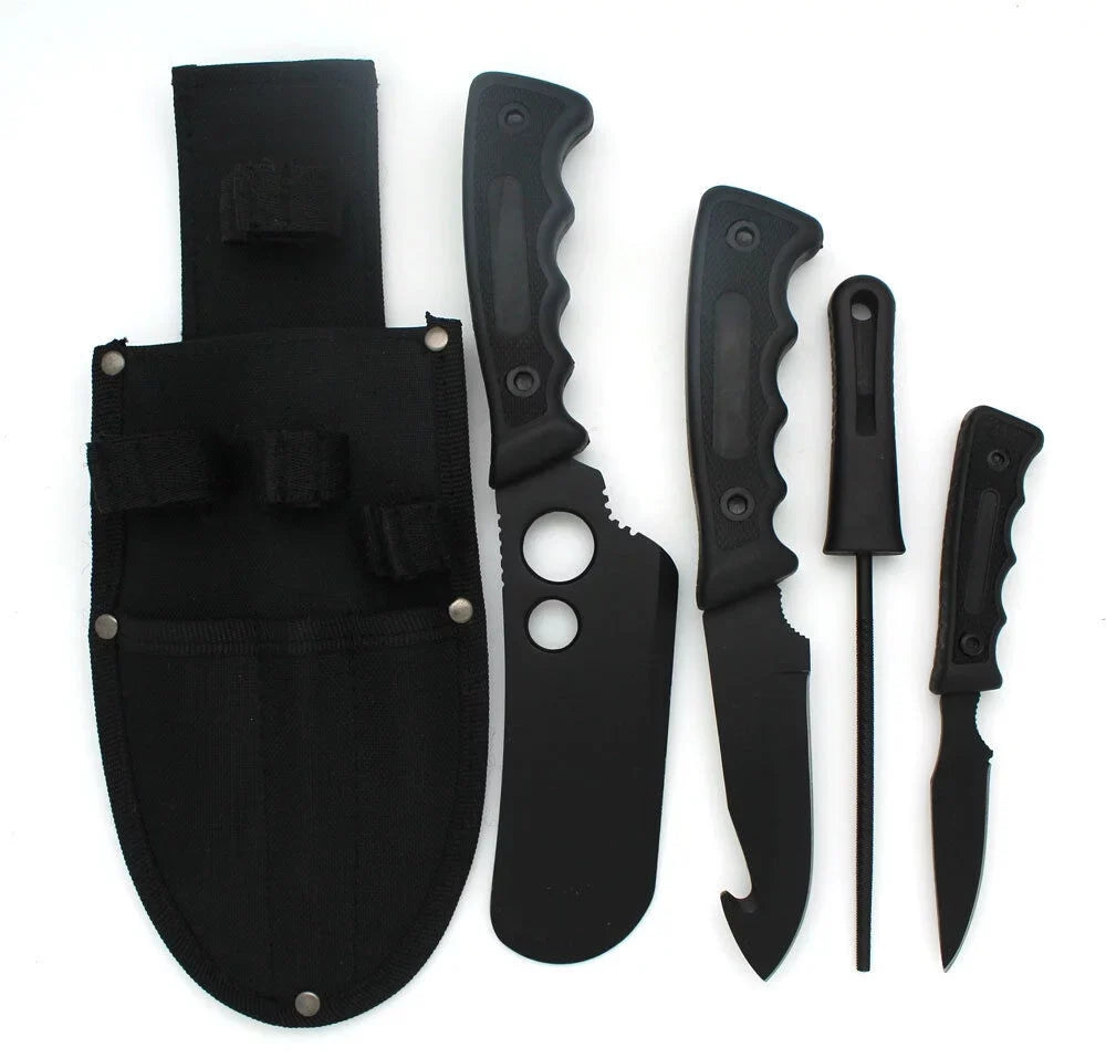 Snake Eye Duty Big Set Hunting Knife 5PC Heavy Black Tactical Game