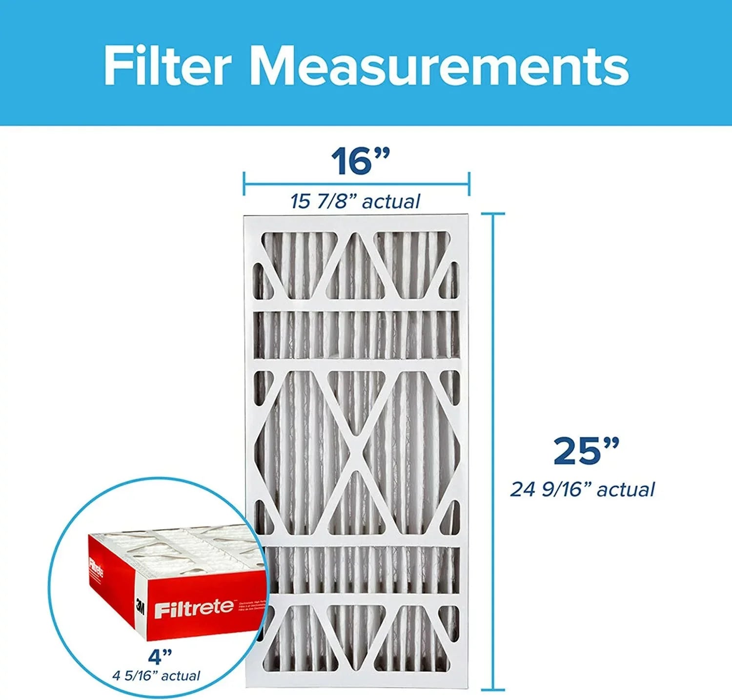 Deep dimensions Defense Furnace AC Filter, x actual x MPR 2-Pack 24.56 16x25x4, 1000 DP, Pleat, Allergen Micro Filtrete Air 4.31 15.88