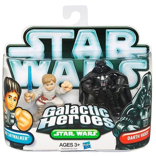 Mini & Pack 2 Wars Star Heroes Luke Vader Figure, Galactic 2010 Darth Skywalker