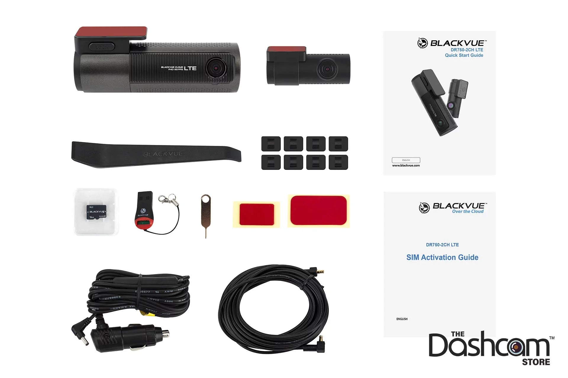 & Dual BlackVue Rear Cam DR750-2CH-LTE Front 4G-LTE Dash Lens w/ BlackVue Memory + Card Built-In 256GB