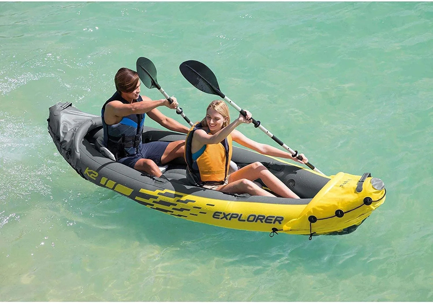 68307EP 400lb Aluminum K2 Pump PVC 2-Person Includes – – Inflatable – Adjustable Oars Kayak – SuperStrong Backrest YUNWEN 86in High-Output Explorer Seats and Capacity Set: with Weight Deluxe