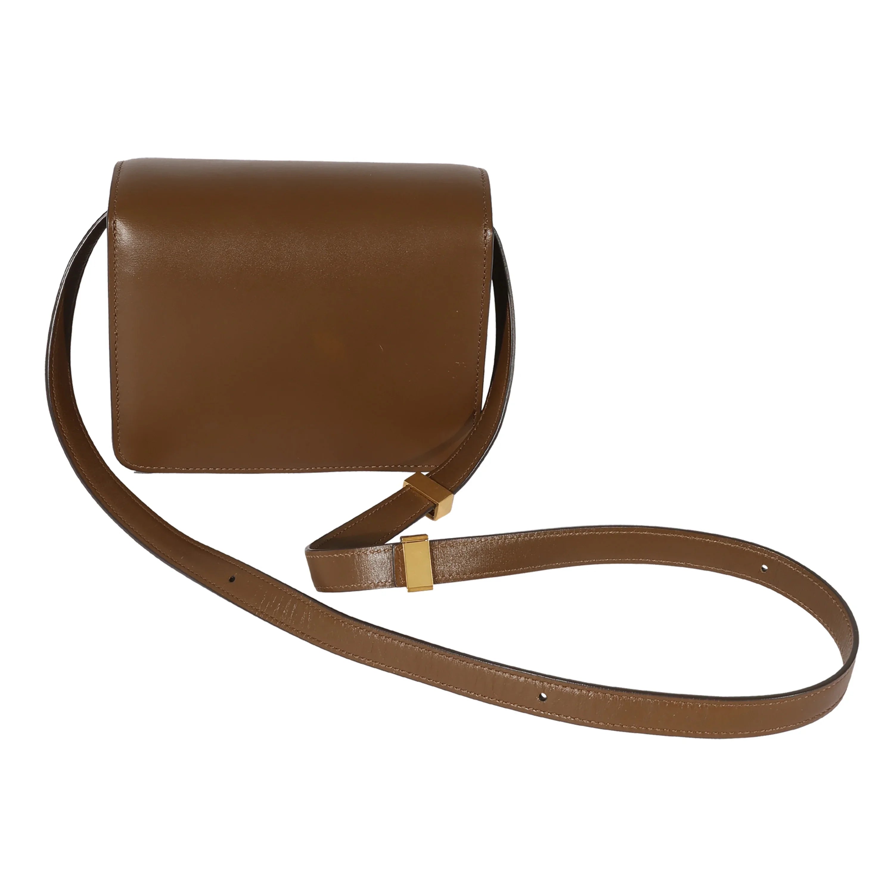 Small Smooth Celine Leather Box Bag Brown Pre-Owned