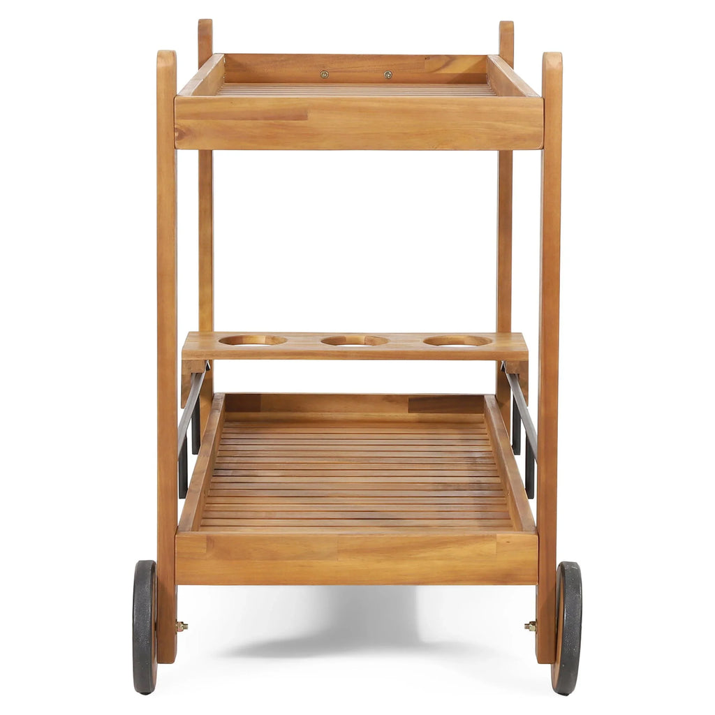 Bonneau 2 Holders, Acacia with Teak GDF Studio and Bottle Wood Bar Outdoor Black Cart Tiered