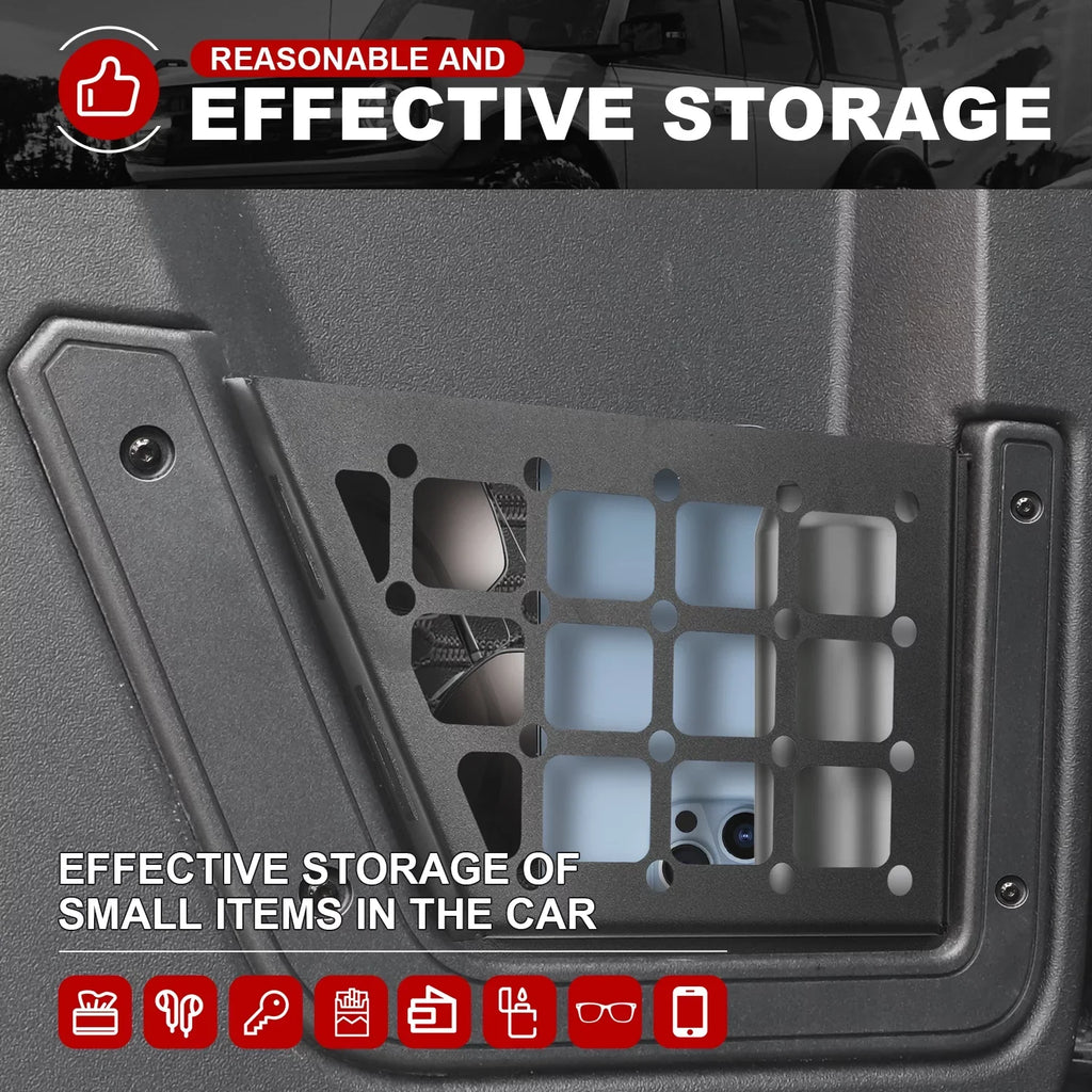 Bronco for Door Accessories 2Pcs Ford with Compatible Storage Box Side MFC Rear Pocket Organizer