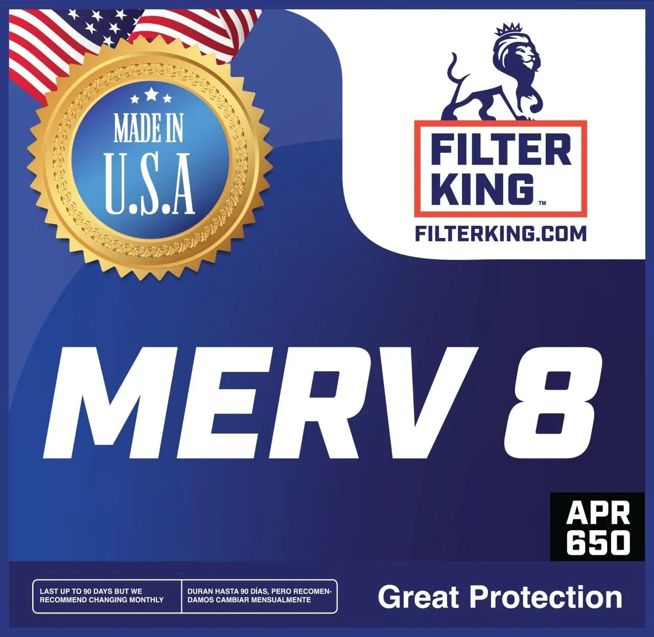 8 .75" A/C Pleated MADE Furnace Filters USA Air | 53.5 | 15.5x53.5x1 MERV x Actual Filter | King x | 4-PACK Filter HVAC IN Size: 15.5