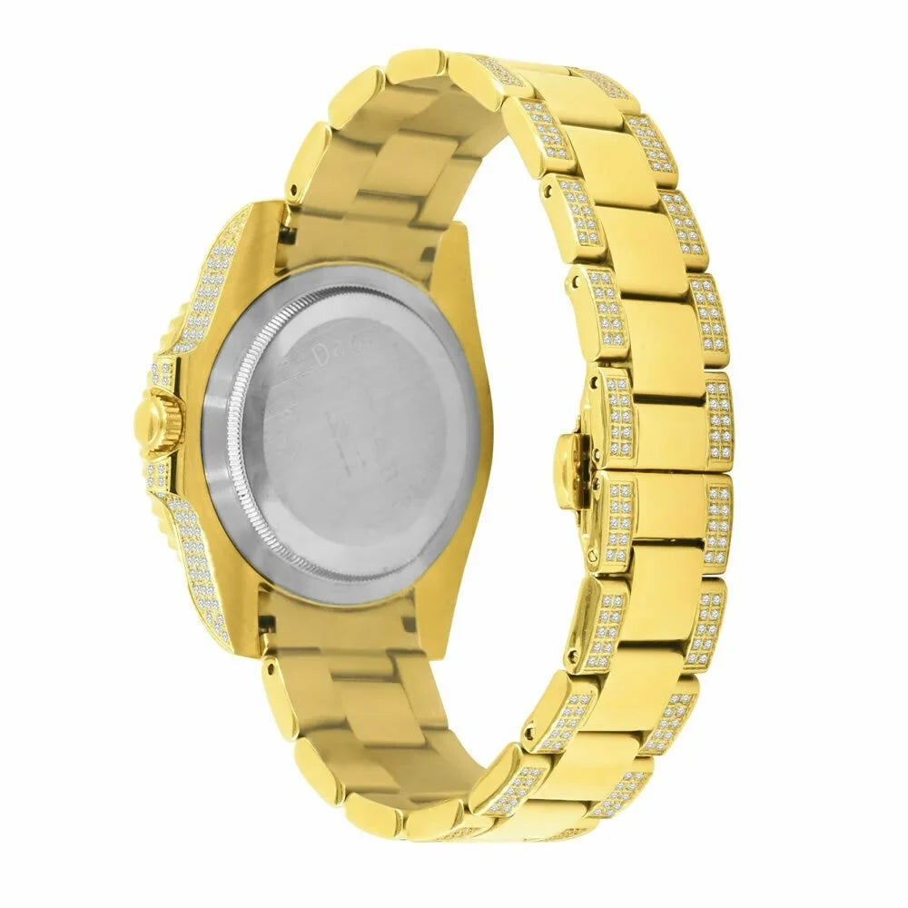 Full Presidential Simulated mm 18K Yellow Gold Steel Diamond Men's 40 Watch W/Date Stainless