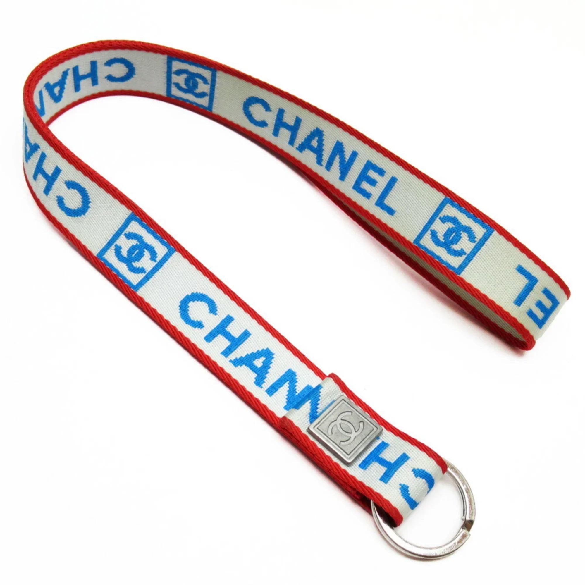 canvas nylon red blue x strap white CHANEL (Good) Chanel Pre-Owned silver neck metal material