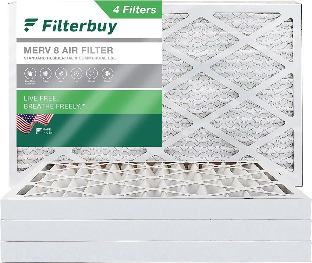 Furnace AC HVAC Pleated Filters 8x20x2 Filterbuy (4-Pack) MERV Air 8
