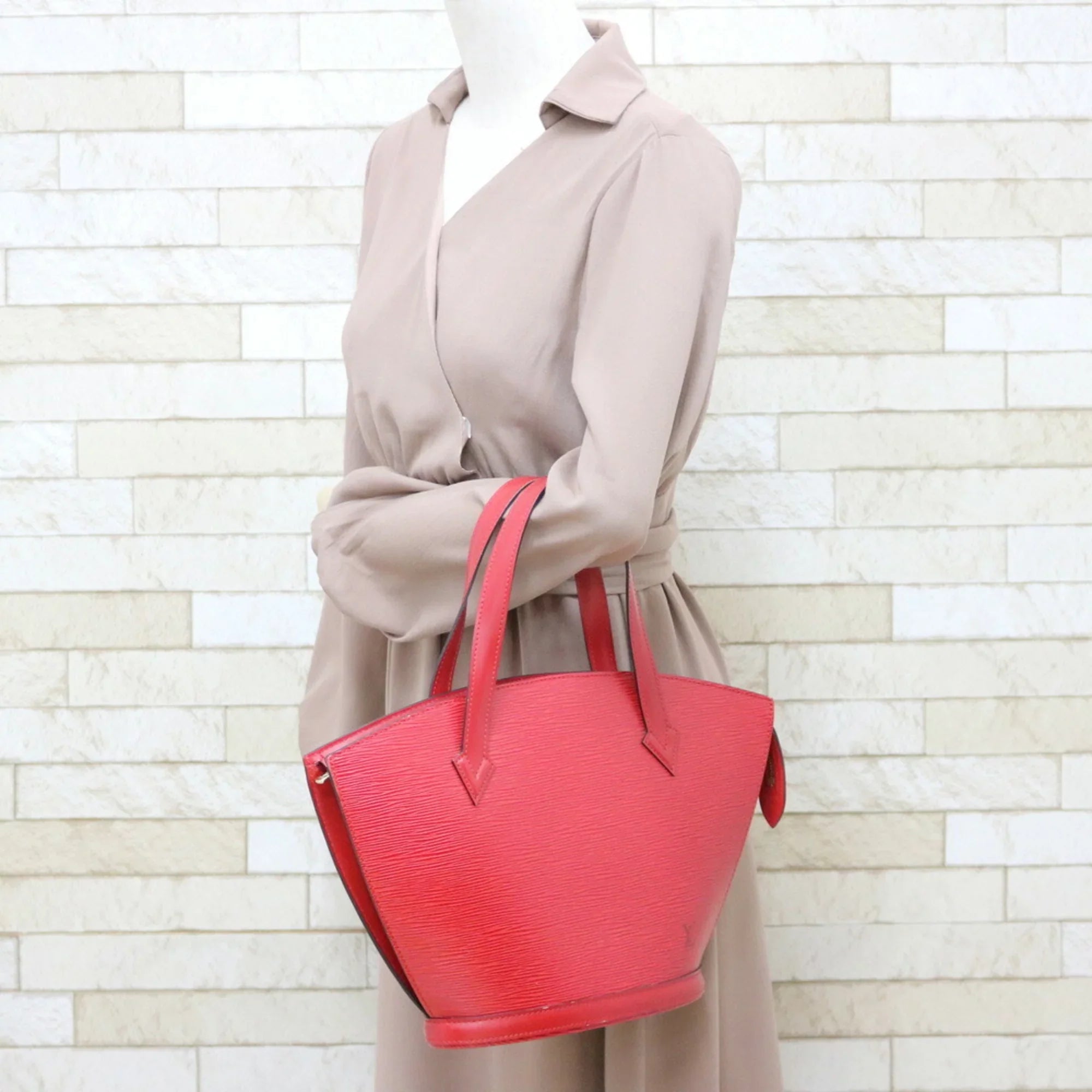 LOUIS Jack Ladies M52277 Handbag Red VUITTON Sun Pre-Owned Vuitton Castilean Leather Epi Louis (Fair)