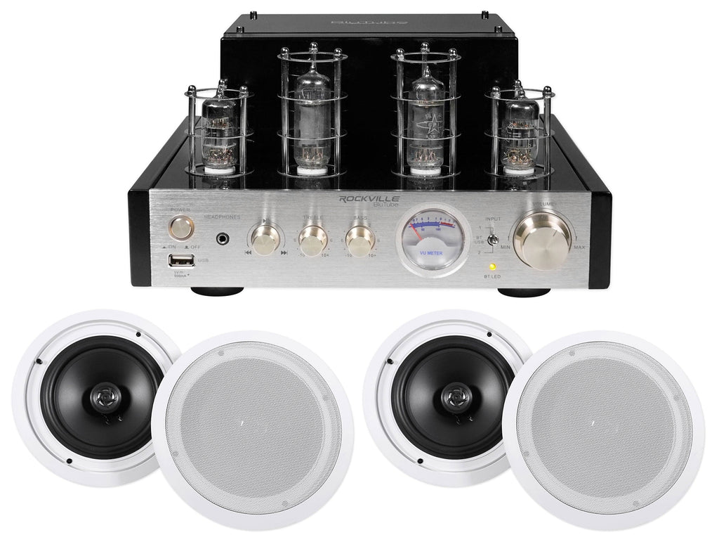 BluTube Theater Ceiling Amplifier/Home Rockville Speakers Receiver+(4) 8" Tube