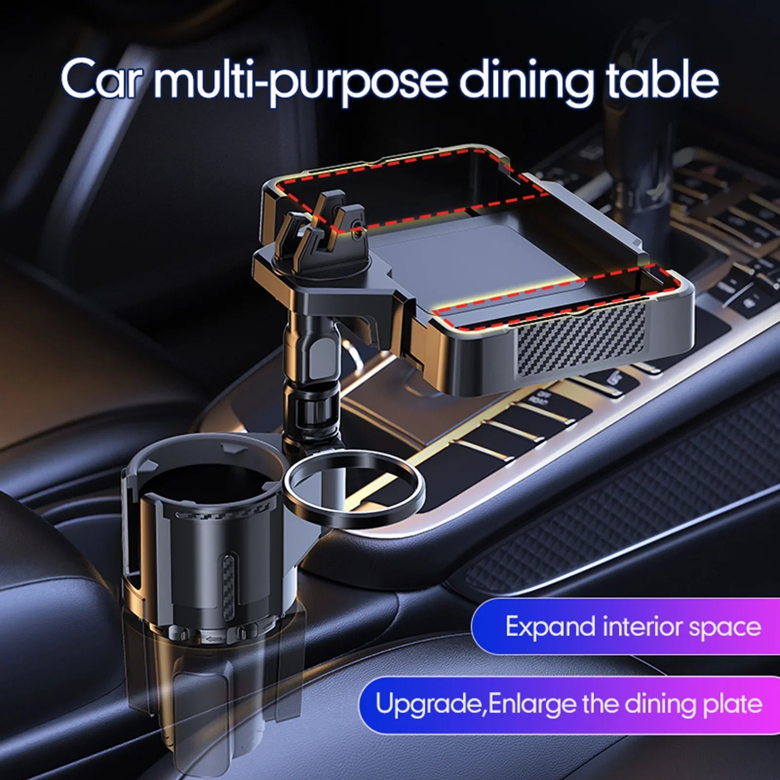 for Car Multifunctional Storage Holder Rack, 4IN1 Phones, and Tray Cup Versatile Dual Tray Holder Cup Snack Drinks moobody Expander