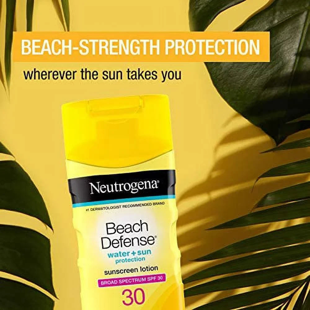 Resistant Defense 6.7 oz Lotion and Fast-Absorbing, 30, Neutrogena Sunscreen SPF with Water Beach Oil-Free Broad Body Spectrum