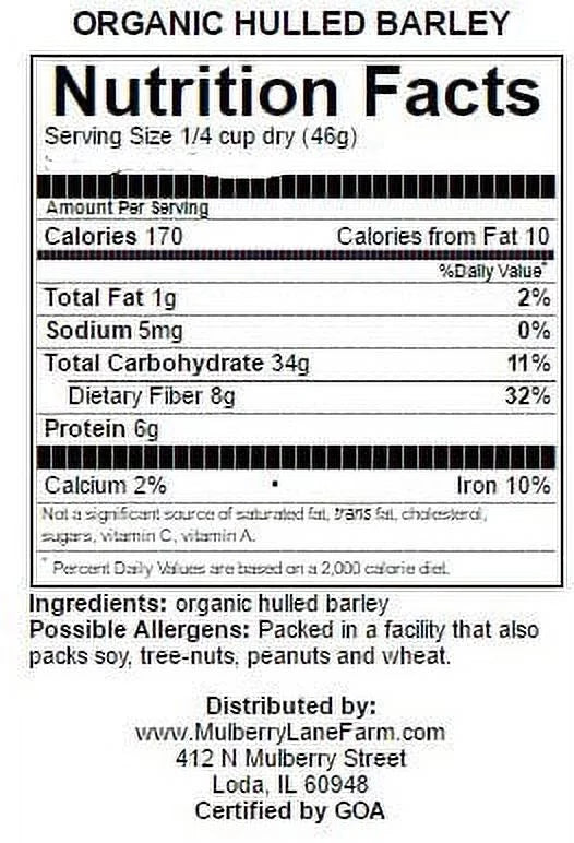 lbs) (5 Pounds Hulled Mulberry Five Certified Non-GMO, Lane by USDA Farms Organic Bulk Barley