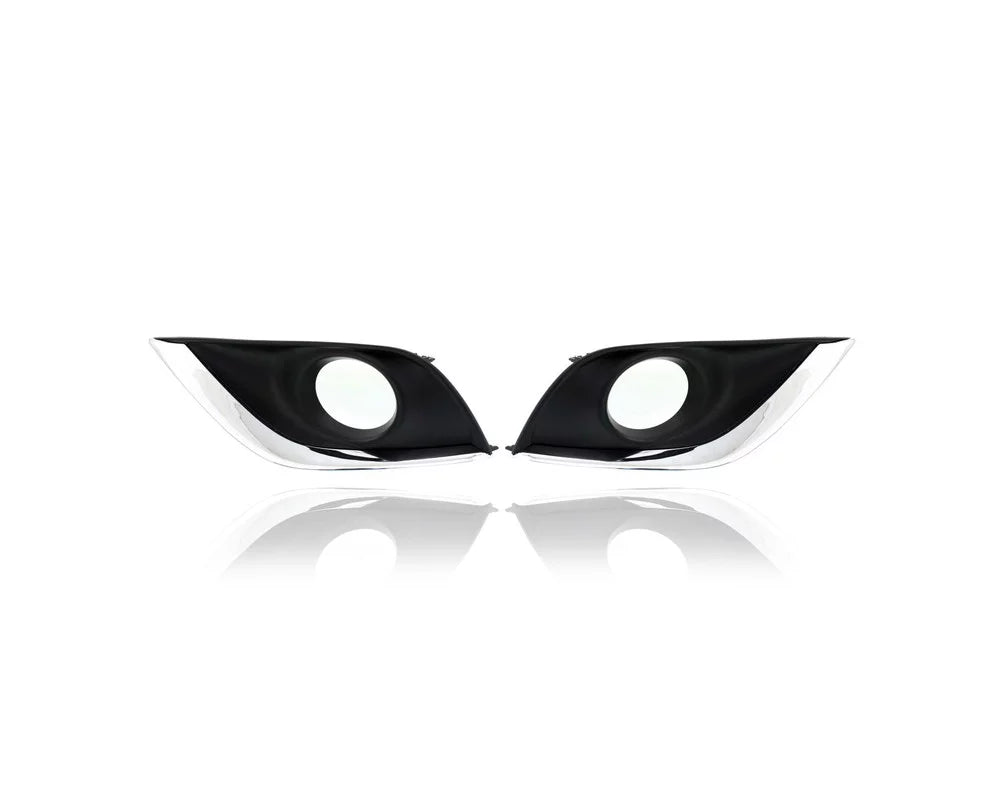 Driver Bezel - Set for Black - 622576W80A Left Light Right '15-19 Chrome SV/SE/SL- - Passenger Molding + & With Pair, Sedan Hole 622566W80A, Fog Cover Compatible/Replacement Nissan Versa