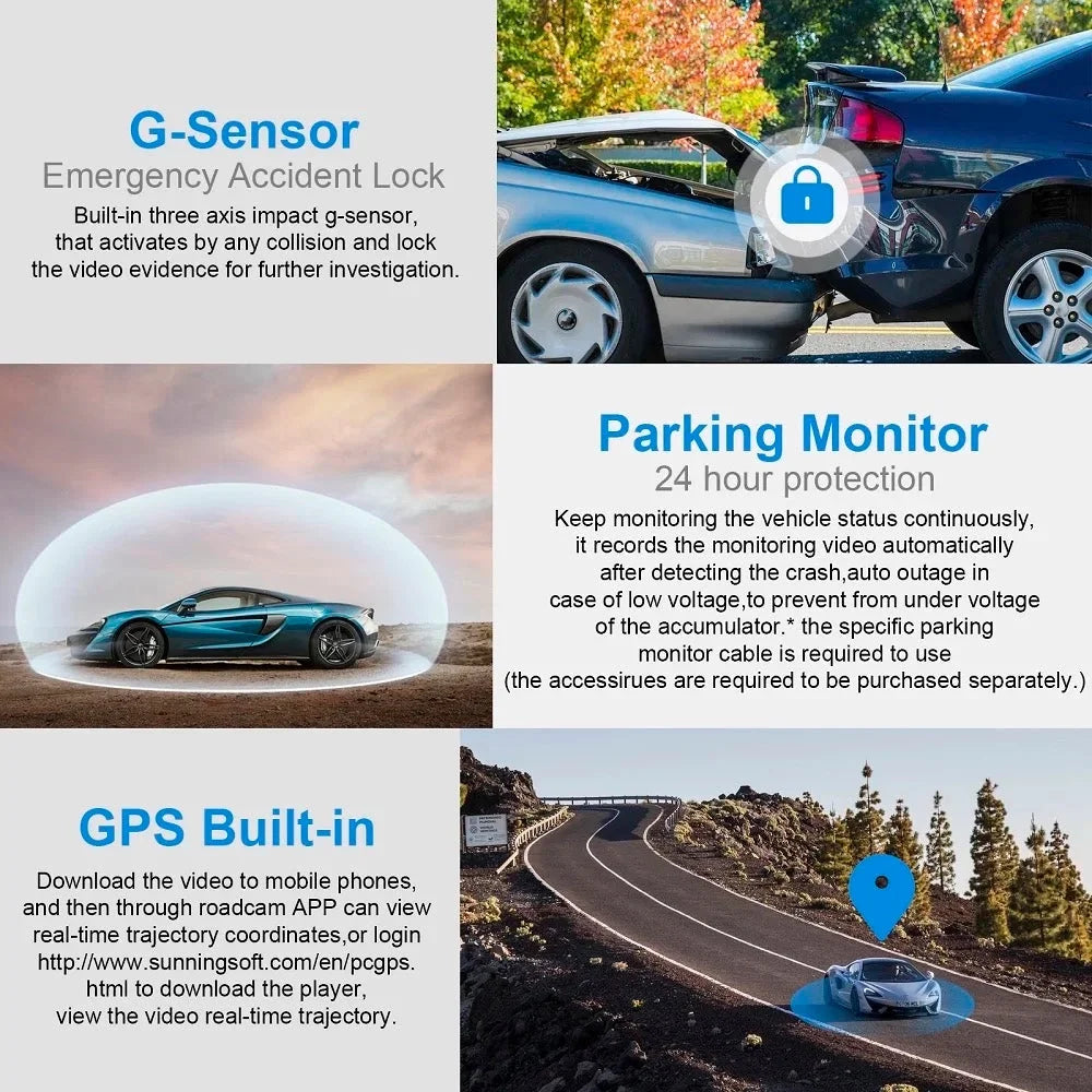 Video Camera Vision Car Car Recorder. DVR 3 Night Dash