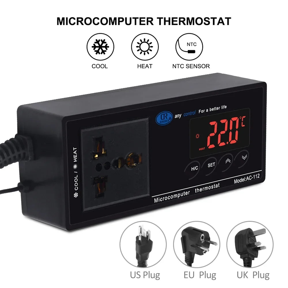 Incubation Chest Outlet House Controlled Brewing Reptiles for Cooling Reptile Freezer Digital Controller Temperature Green Mode with Thermostat & Plug -40℃~110℃ Home Heating Thermostat Lepmerk