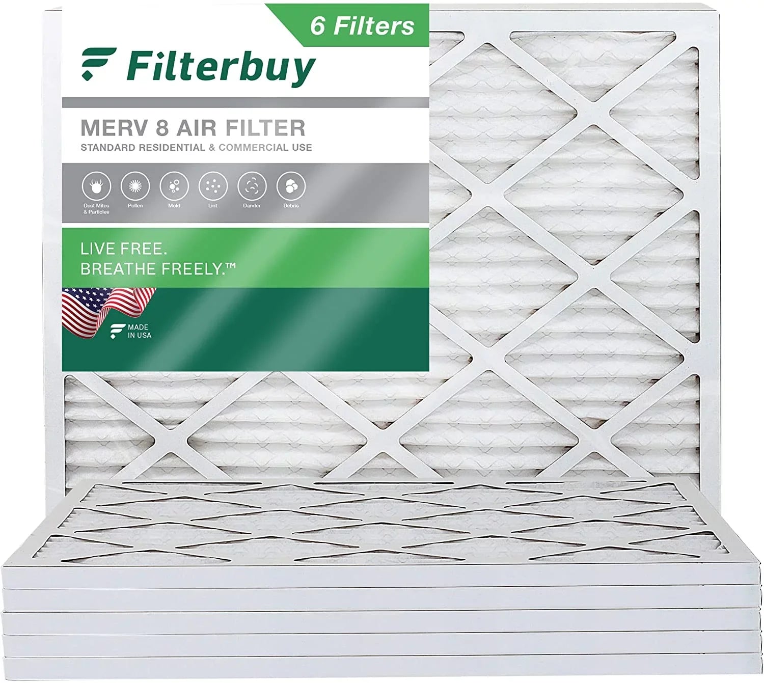 Air 8 Furnace Pleated HVAC AC Filterbuy Filters 18x21x1 MERV (6-Pack)