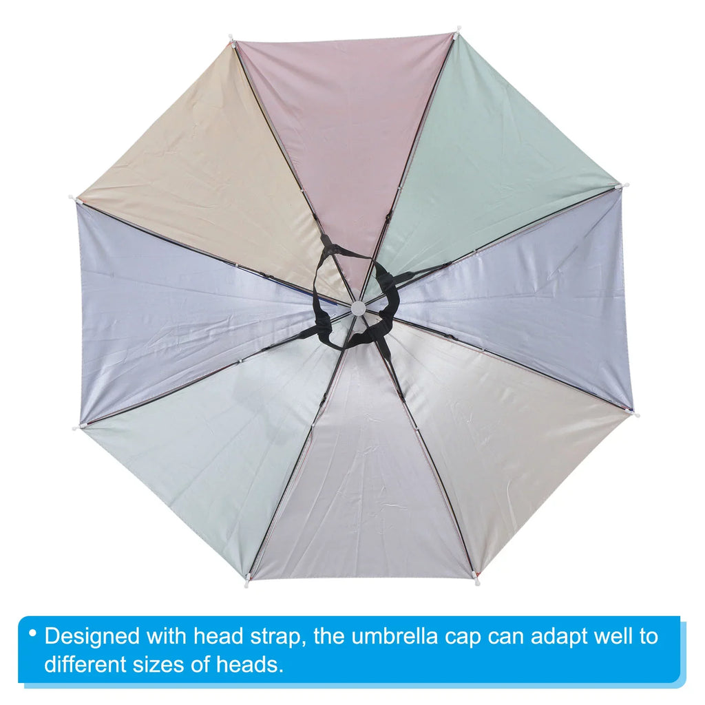 Oxford Fabric OD Single with Cap Hat, Rain Uxcell 27.2" Layer Umbrella Sun Multicolor Head Folding Strip, 3Pcs