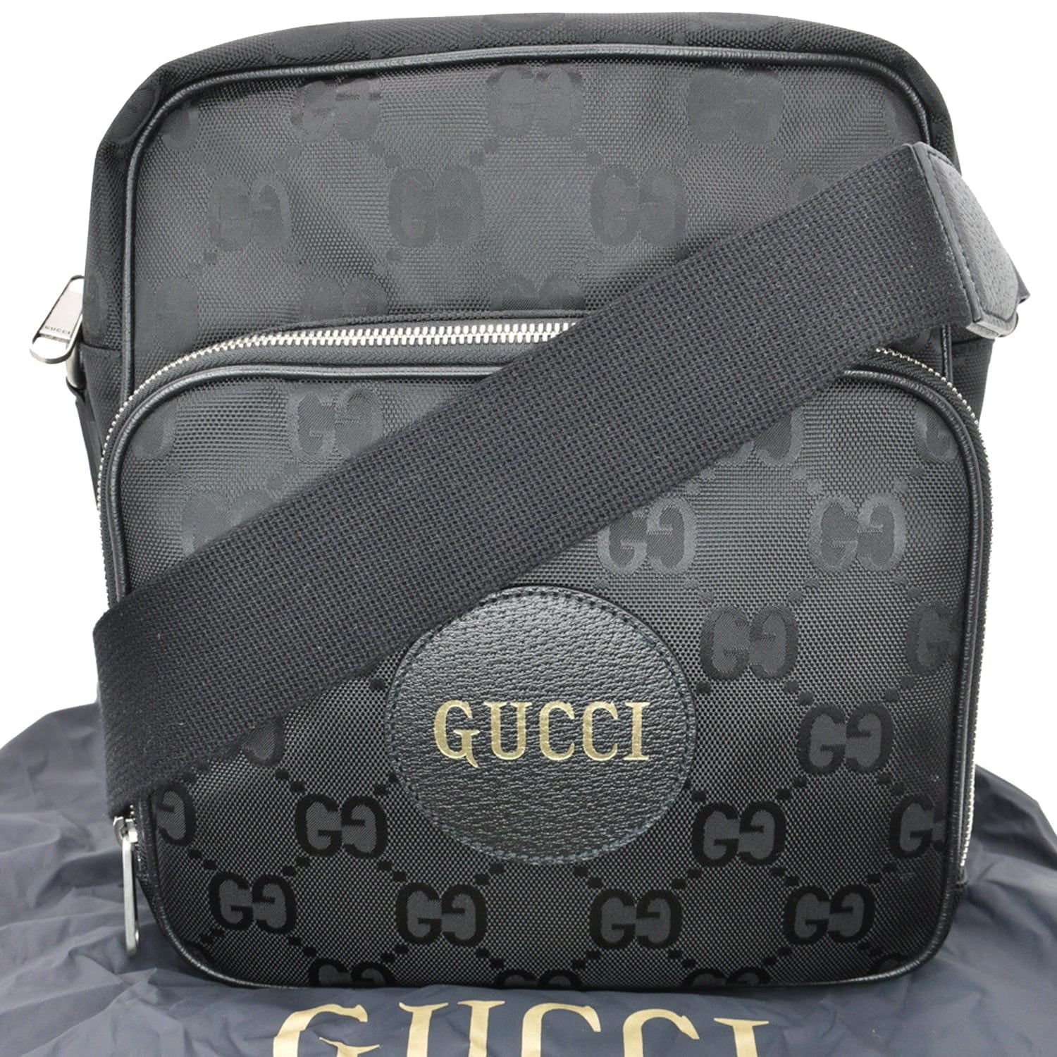 625858 Shoulder Off Monogram Black Nylon Pre-owned The GG Grid Bag GUCCI