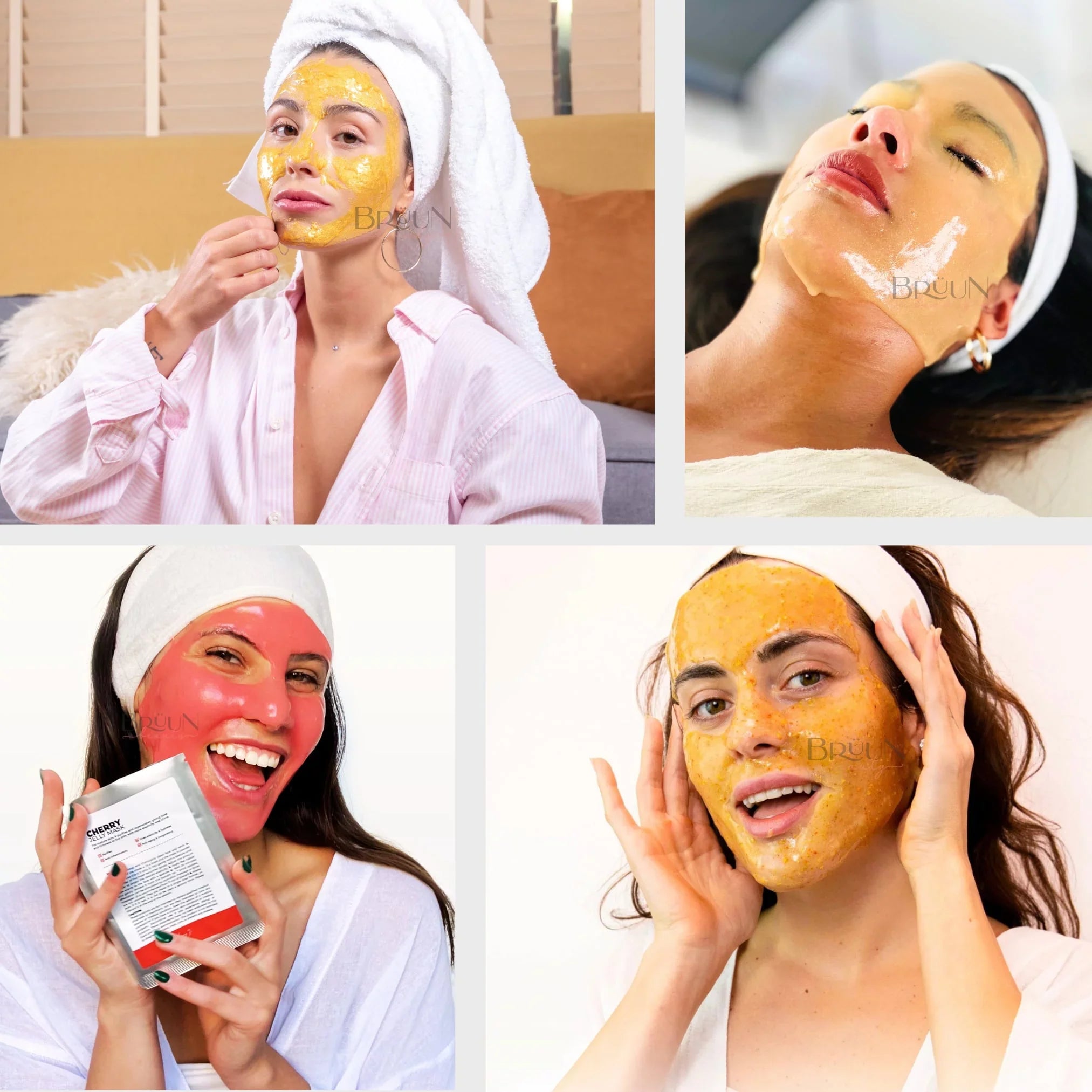 Mask Peppermint, "Rubber Egyptian Jelly Treatments tree, Rose, Peel-Off Matcha, Lavender, Set Jazmine) Spa Mask" (24k Kiwi, Premium BRÜUN Tea Modeling 10 Chamomile, Gold, -