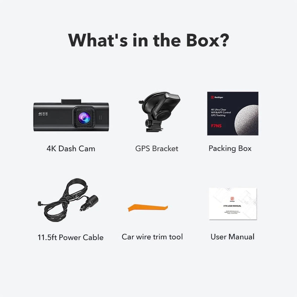 LCD 2160P Cars, Max Wi-Fi REDTIGER 3.18" 24H WDR, for Screen, UHD Car Cam 4K Camera Support Parking Monitor, GPS, Dash 256GB G-Sensor, Front,