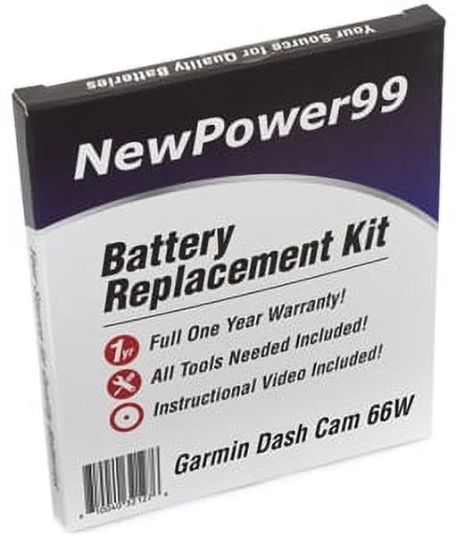 Video Dash Kit Year Instructions, Full Life Warranty Battery Garmin 66W One Extended Battery Replacement with Tools, and Cam