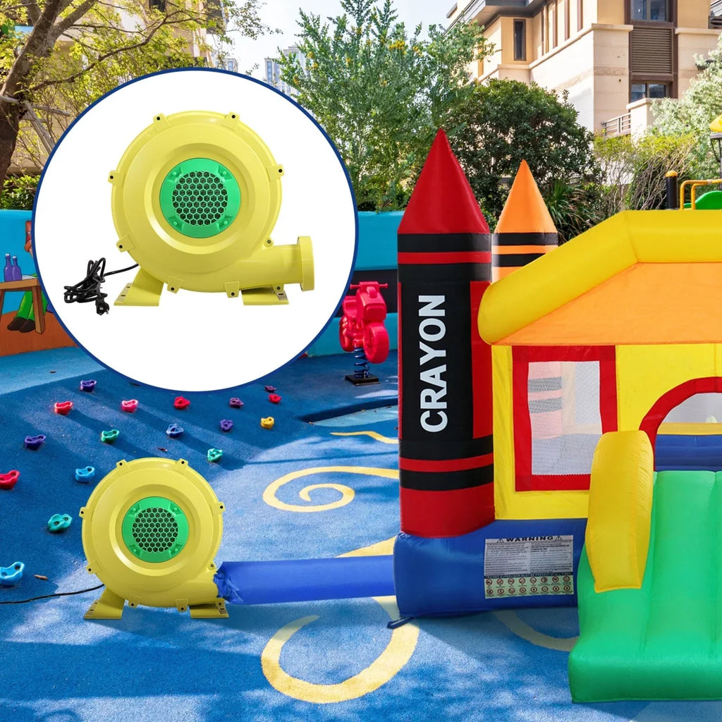 Water Blower, Indoor Fan Inflatable Safe, Castle, Air Green Pump for - Portable Yellow and Outdoor Bounce Slides,