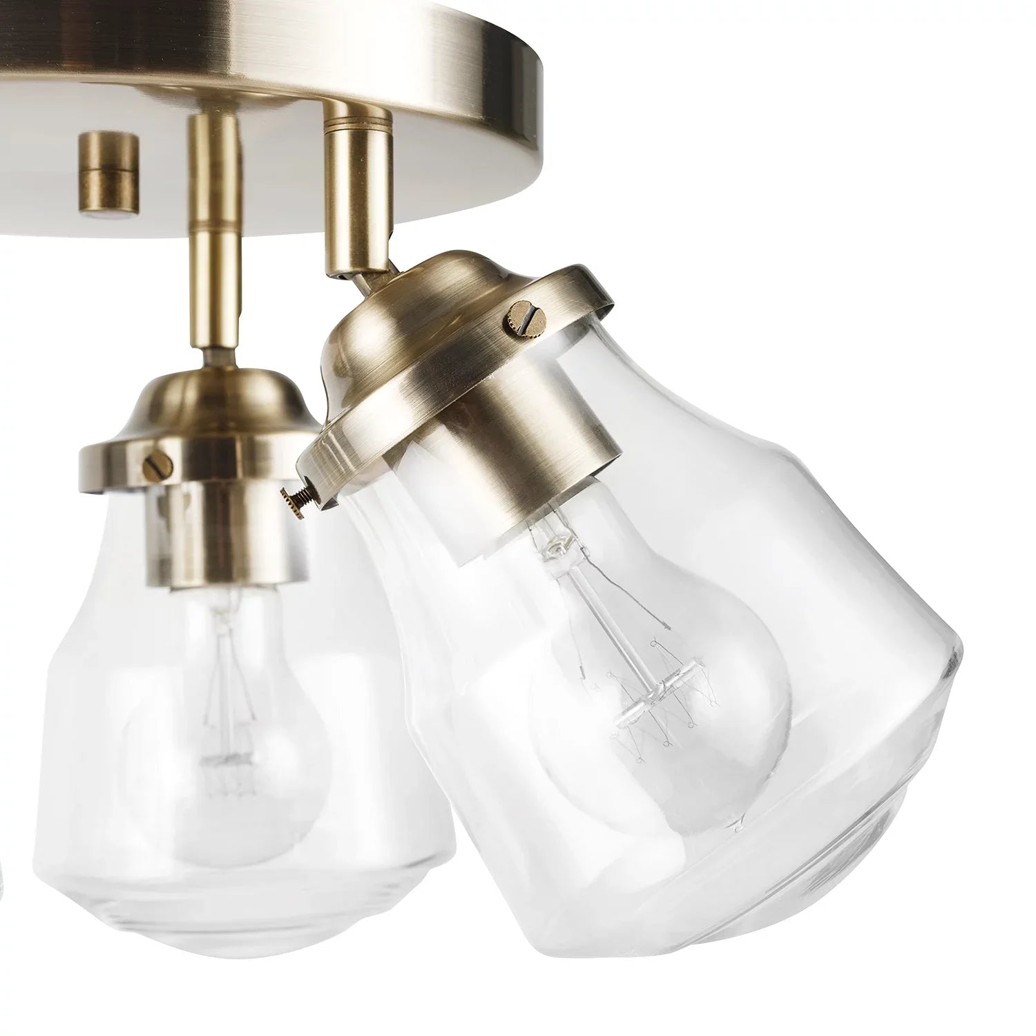Included, Electric Light 3-Light Shades, Antique Globe 59761 Gerard Canopy Clear Glass Lighting Track Brass Bulbs with
