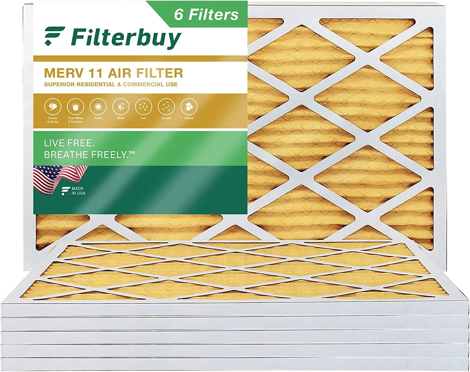 11 MERV AC Pleated Filterbuy Filters HVAC 18x36x1 Air Furnace (6-Pack)