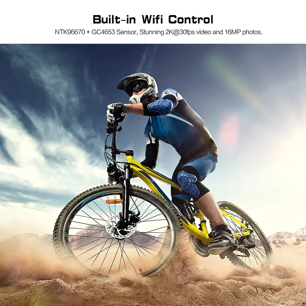 Head-mounted WiFi Camera Helmet Camcorder for SOOCOO 4K Bike APP Adventure Sports Action Waterproof