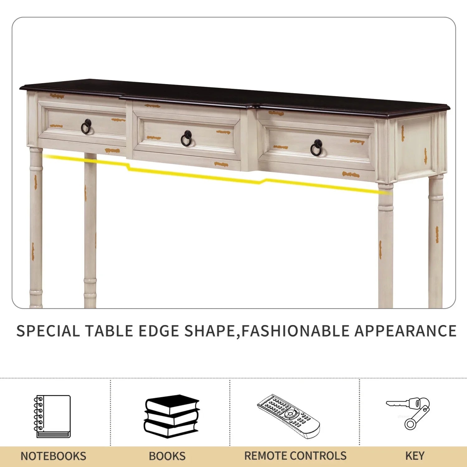 with Entryway for Shelf OLD Table Projecting WF189574AAK) Drawers Sofa Long Table White Console TREXM (Antique SKU Drawers with and