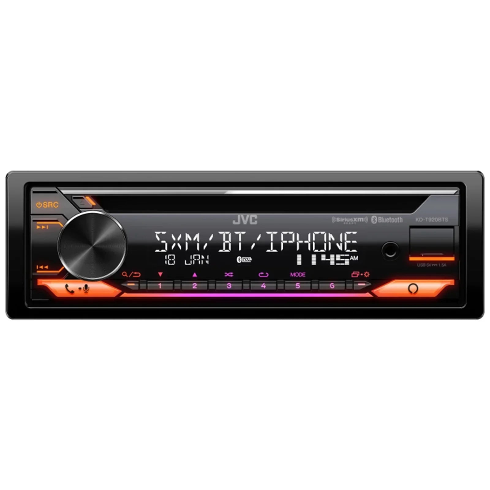 Built-In, Car Single CD 6.5" JVC Amazon 98-2013 Multimedia Coaxial Audio USB DIN with 2x Install Alexa AM/FM Stereo Player Speakers, Kit Car Bluetooth Adapter KD-T920BTS AUX Receiver Harley 2-Way