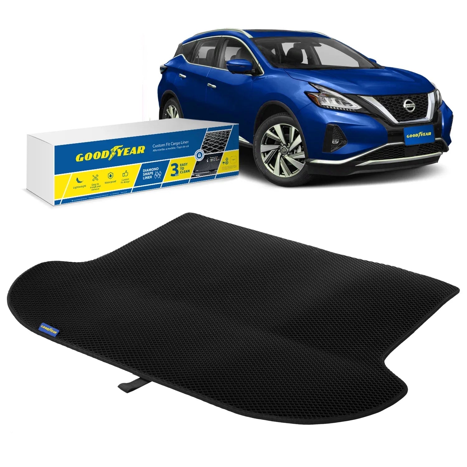 GY004520 Trapping Murano Nissan Cargo Shape,Luggage Goodyear - Cargo Waterproof,Liquid Custom - Anti-Slip Fit & Liner Liner, Mat - Technology with Duty Dirt Heavy for Trunk 2015-2024 Liner Dimond
