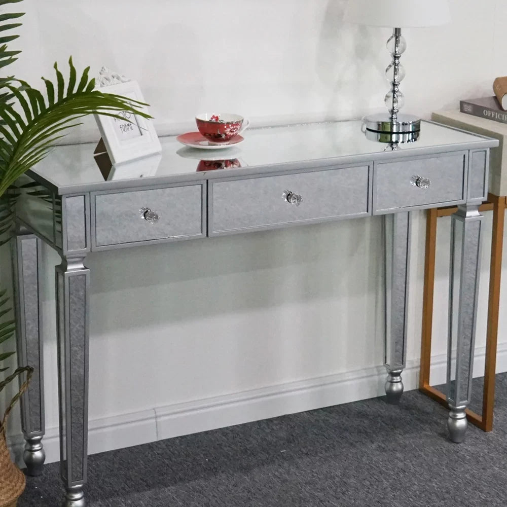 Table Mirror Console Drawers Dressing Three Table Table